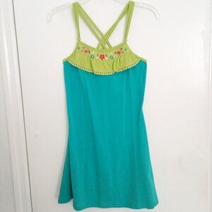 NWT vintage Y2K Xhilaration turquoise green nightgown flower embroidery size XS